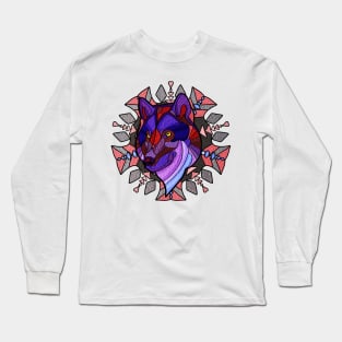 Wolf - Stained Glass Mandala Long Sleeve T-Shirt